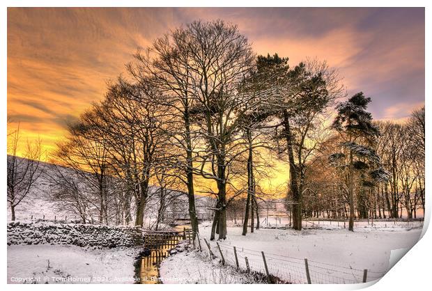 A Stream Through The Snow, near Airton Print by Tom Holmes