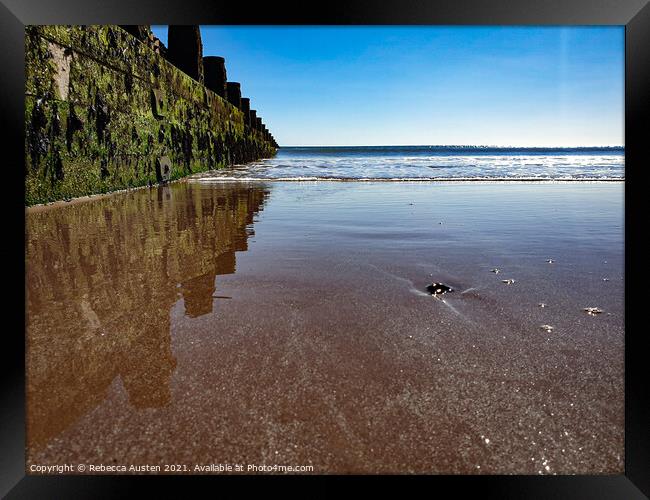 Beach Reflection  Framed Print by Rebecca Austen