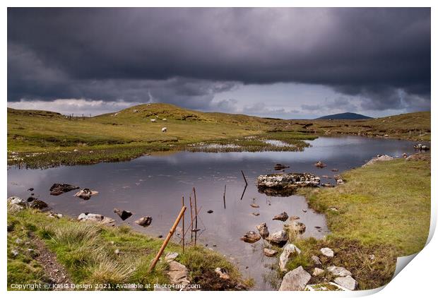 Remote Loch, North Uist, Outer Hebrides, Scotland Print by Kasia Design