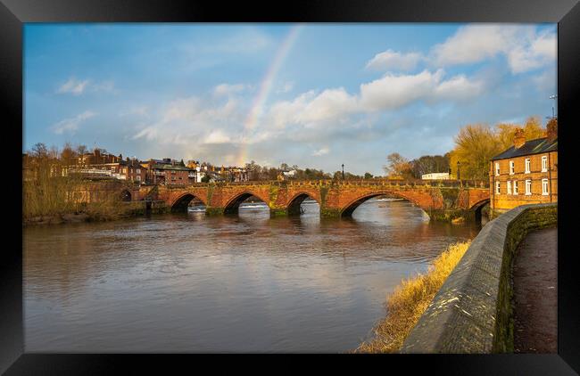 River Dee rainbow Chester Framed Print by Jonathon barnett