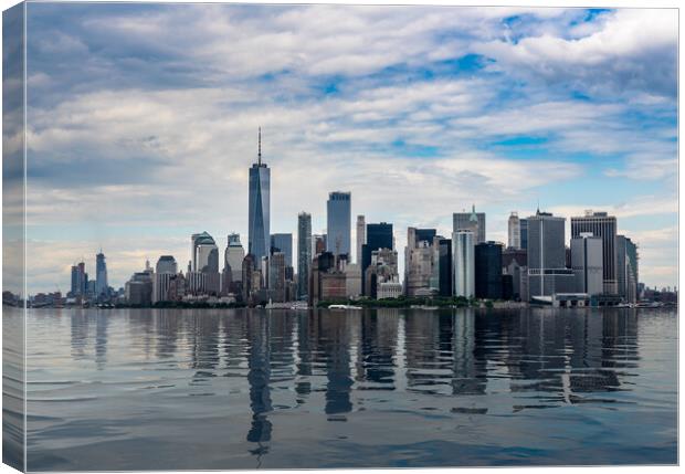 Panorama of Manhattan with calm artificial water Canvas Print by Steve Heap