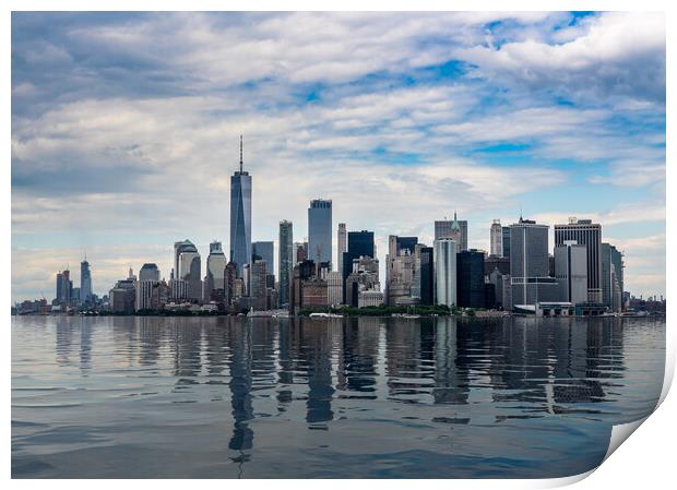 Panorama of Manhattan with calm artificial water Print by Steve Heap