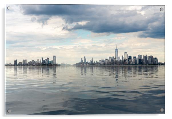 Panorama of Manhattan and Jersey City with artificial water Acrylic by Steve Heap
