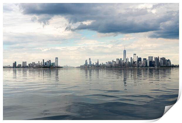 Panorama of Manhattan and Jersey City with artificial water Print by Steve Heap
