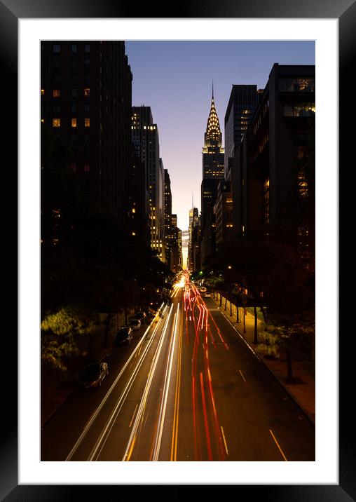 Manhattanhenge when the sun sets along 42nd street in NY Framed Mounted Print by Steve Heap