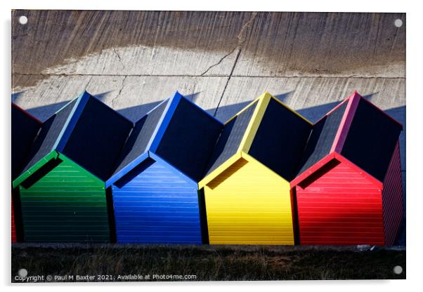 Whitby Beach Huts in Sun and Shadow  Acrylic by Paul M Baxter