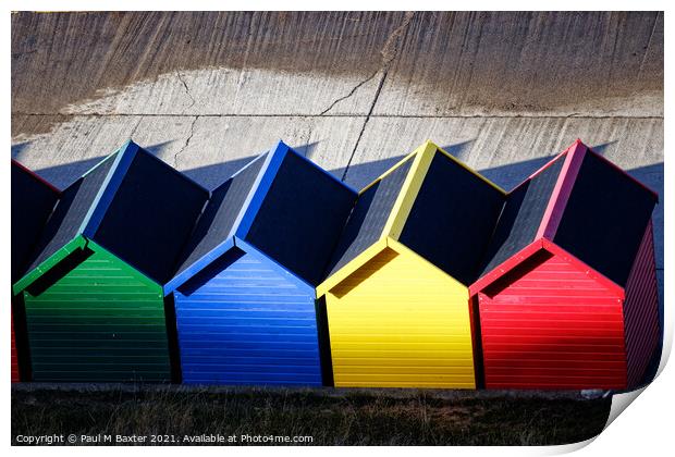 Whitby Beach Huts in Sun and Shadow  Print by Paul M Baxter