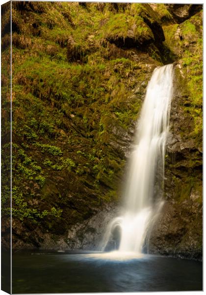 Small cascade in waterfall of Pistyll Rhaeadr in Wales Canvas Print by Steve Heap