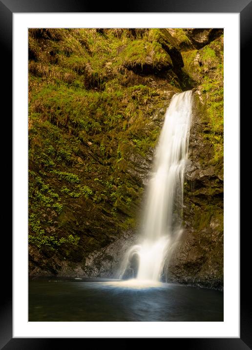 Small cascade in waterfall of Pistyll Rhaeadr in Wales Framed Mounted Print by Steve Heap