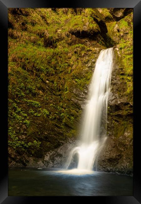 Small cascade in waterfall of Pistyll Rhaeadr in Wales Framed Print by Steve Heap