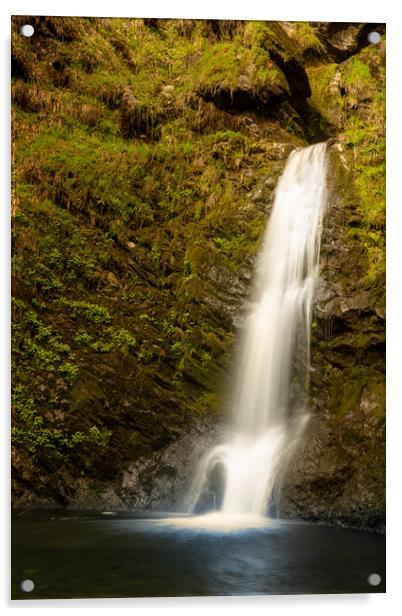 Small cascade in waterfall of Pistyll Rhaeadr in Wales Acrylic by Steve Heap