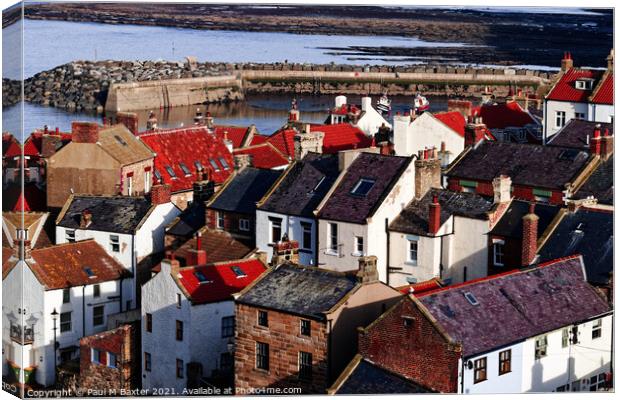 Staithes Rooftops Canvas Print by Paul M Baxter