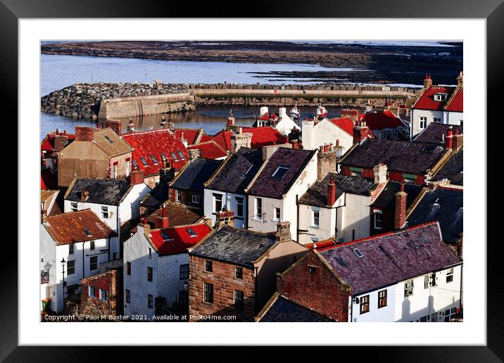 Staithes Rooftops Framed Mounted Print by Paul M Baxter