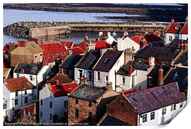 Staithes Rooftops Print by Paul M Baxter