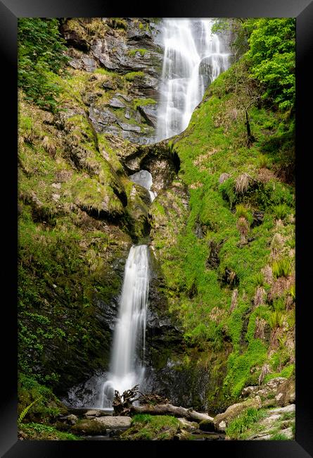 High waterfall of Pistyll Rhaeadr in Wales Framed Print by Steve Heap