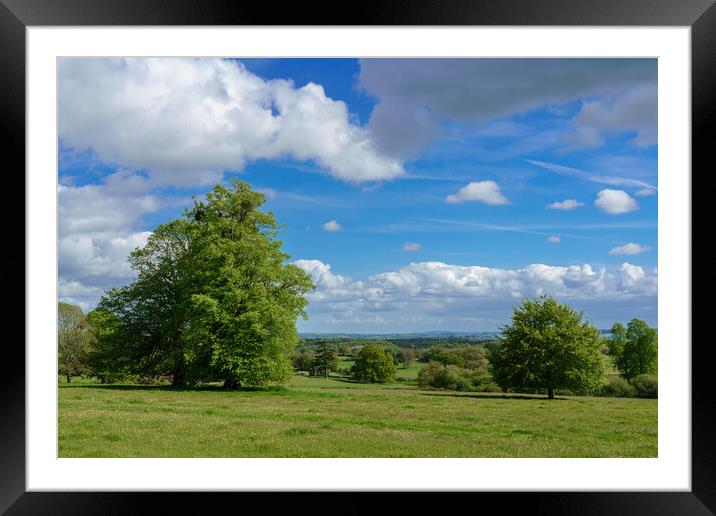 Scene across farmland in Herefordshire in UK Framed Mounted Print by Steve Heap