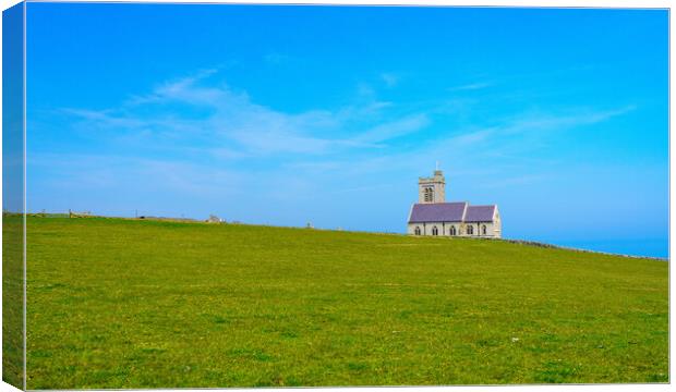 Old church on the Island of Lundy off Devon Canvas Print by Steve Heap