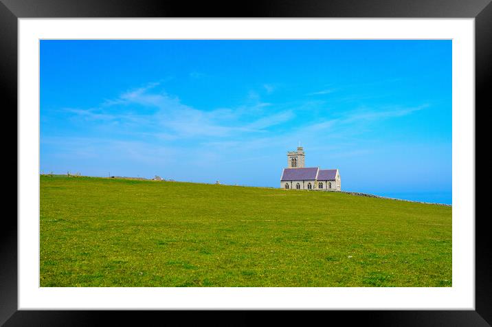 Old church on the Island of Lundy off Devon Framed Mounted Print by Steve Heap