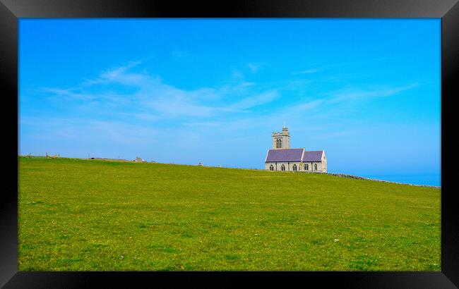 Old church on the Island of Lundy off Devon Framed Print by Steve Heap
