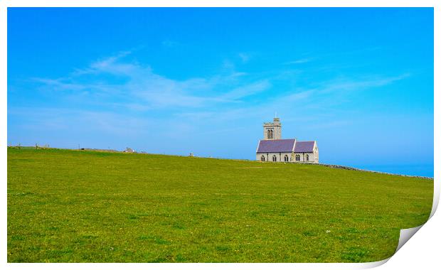 Old church on the Island of Lundy off Devon Print by Steve Heap