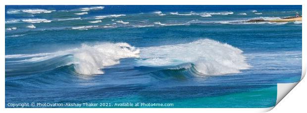 Dual wave surf in the pacific ocean, Hawaii Print by PhotOvation-Akshay Thaker