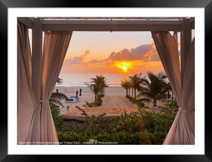 Poster perfect window of Sunrise in Cancun, Mexico Framed Mounted Print by PhotOvation-Akshay Thaker