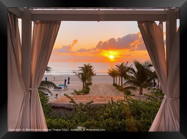 Poster perfect window of Sunrise in Cancun, Mexico Framed Print by PhotOvation-Akshay Thaker