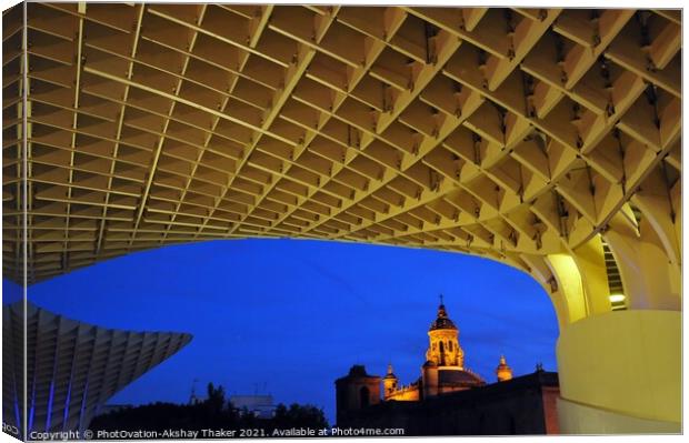 A view through Artistic Metropol, unique Architecture in Seville, Spain Canvas Print by PhotOvation-Akshay Thaker