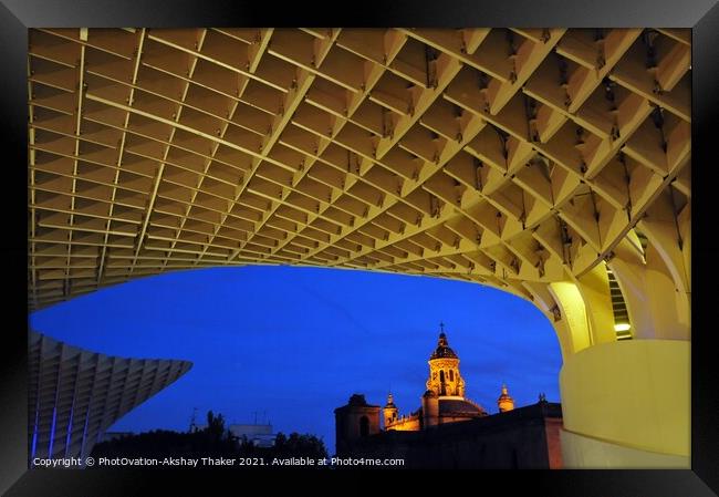 A view through Artistic Metropol, unique Architecture in Seville, Spain Framed Print by PhotOvation-Akshay Thaker