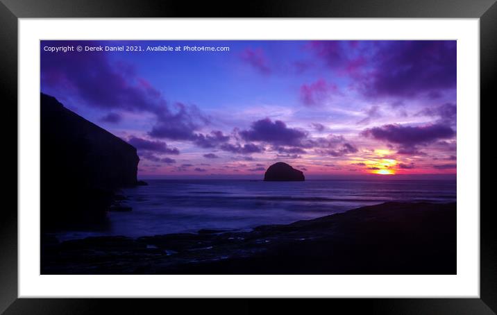 Trebarwith Strand Sunset, Cornwall Framed Mounted Print by Derek Daniel