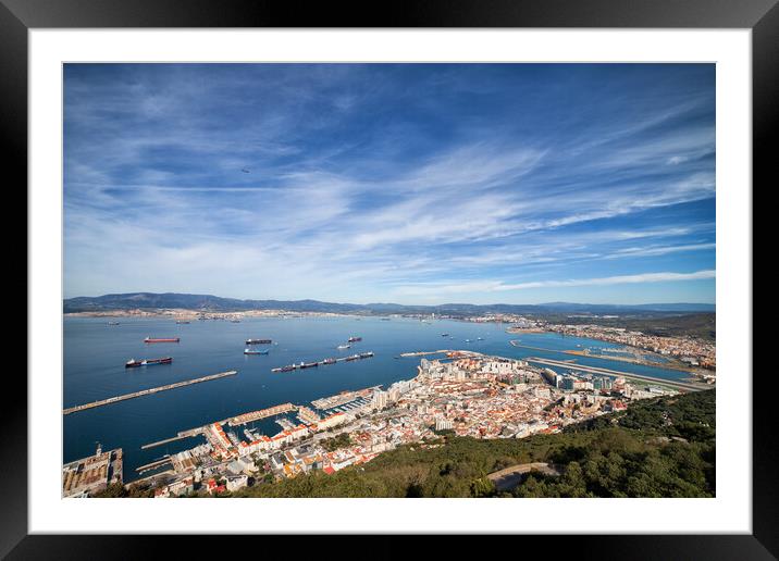 City Of Gibraltar Aerial View Framed Mounted Print by Artur Bogacki