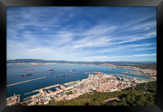 City Of Gibraltar Aerial View Framed Print by Artur Bogacki