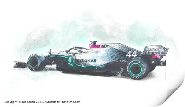 Lewis Hamilton's 2020 Mercedes AMG W11 EQ Performa Print by Nic Croad