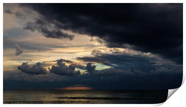 Coast of a sea and dramatic sky. Evening time. Stormy weather. Print by Sergey Fedoskin