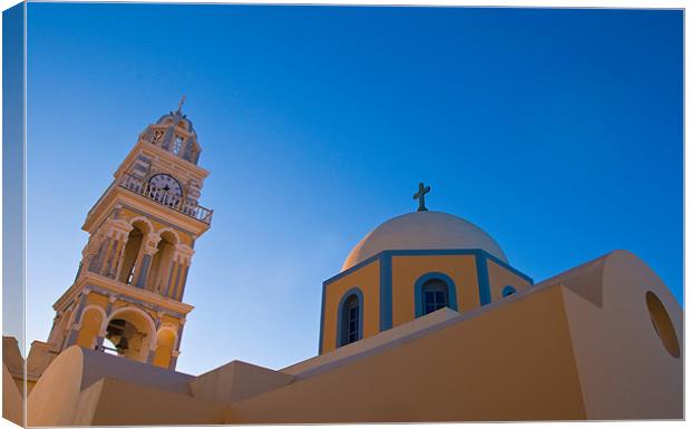 Catholic Cathedral In Fira Canvas Print by Mark Robson