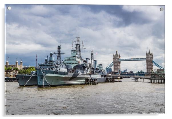 HMS Belfast in London Acrylic by Jason Wells
