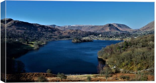 View over Grasmere, the Lake District, from Loughr Canvas Print by Peter Wiseman