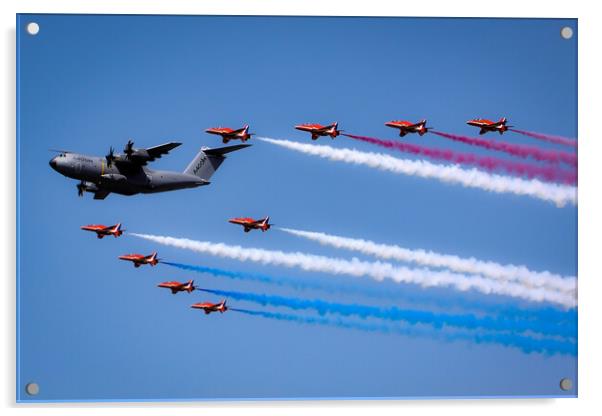 Red Arrows and A400M Acrylic by J Biggadike