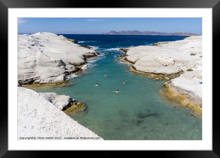 Sarakiniko beach on Milos Island Framed Mounted Print by Chris North