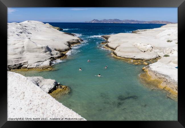 Sarakiniko beach on Milos Island Framed Print by Chris North