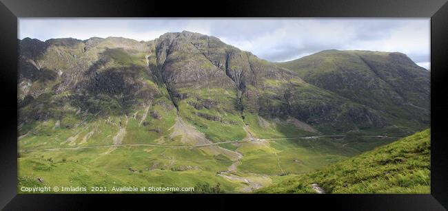 Glencoe Pass Panorama in summer, Scotland Framed Print by Imladris 