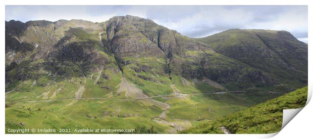 Glencoe Pass Panorama in summer, Scotland Print by Imladris 
