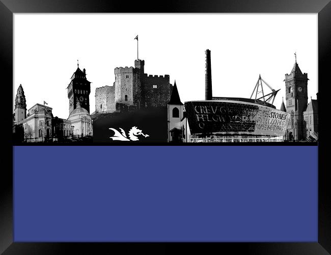 Cardiff Landmarks Montage Framed Print by Adrian Beese