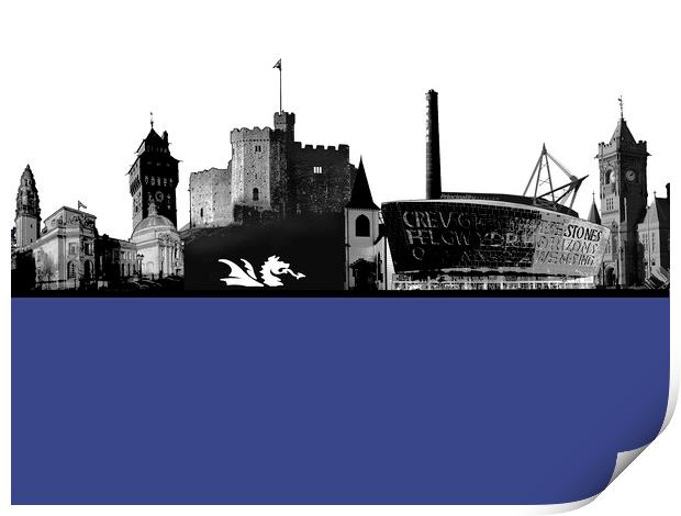 Cardiff Landmarks Montage Print by Adrian Beese