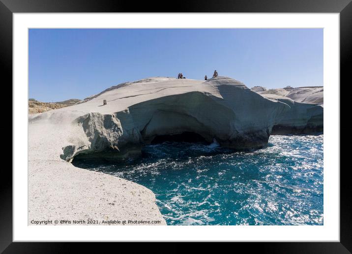 Rock formations at Sarakiniko on Milos Island Framed Mounted Print by Chris North