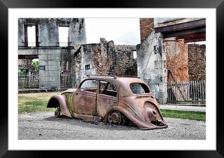 Vintage Car set in Ruins  Framed Mounted Print by Jacqui Farrell