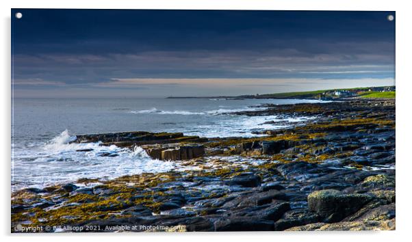 The rocky Northumberland coast. Acrylic by Bill Allsopp