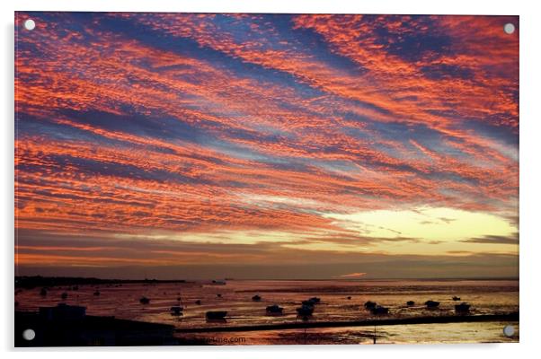 An unusual cloud formation. Early morning at Westcliff on Sea, Essex, UK.  Acrylic by Peter Bolton