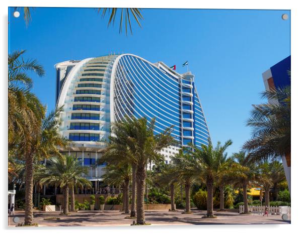 Jumeirah Beach Hotel, Dubai. Acrylic by Tommy Dickson