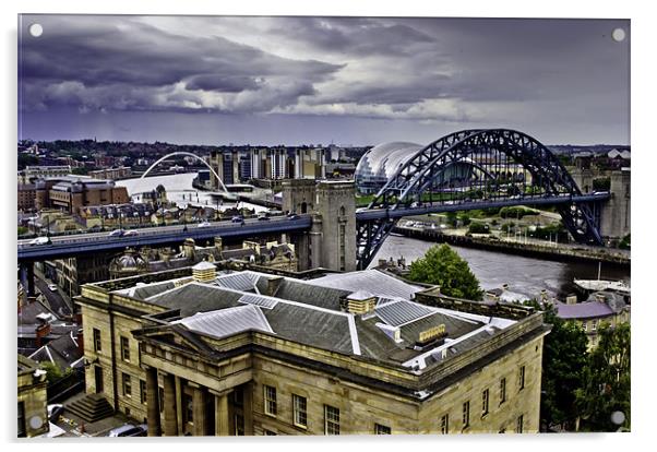 Overlooking The Tyne Acrylic by Dave Emmerson